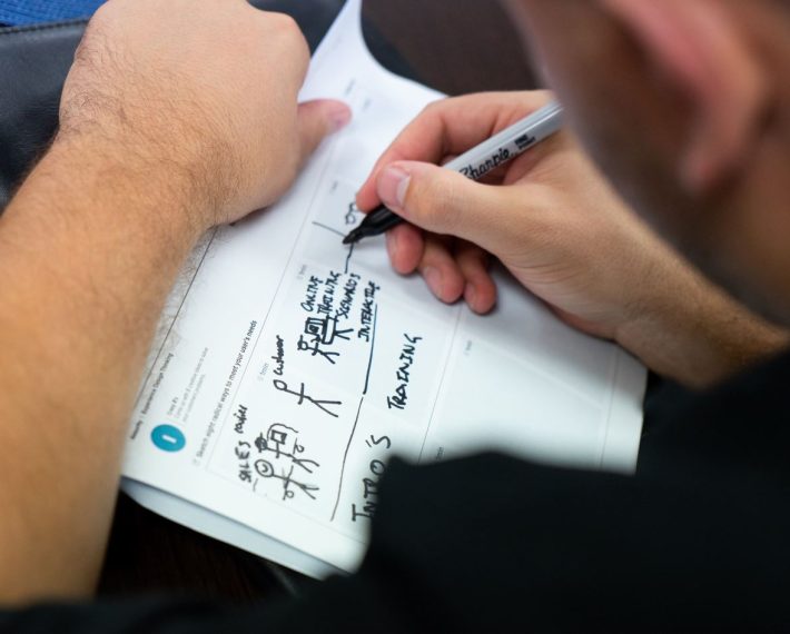 Why do we emphasise sketching while brainstorming solutions?
