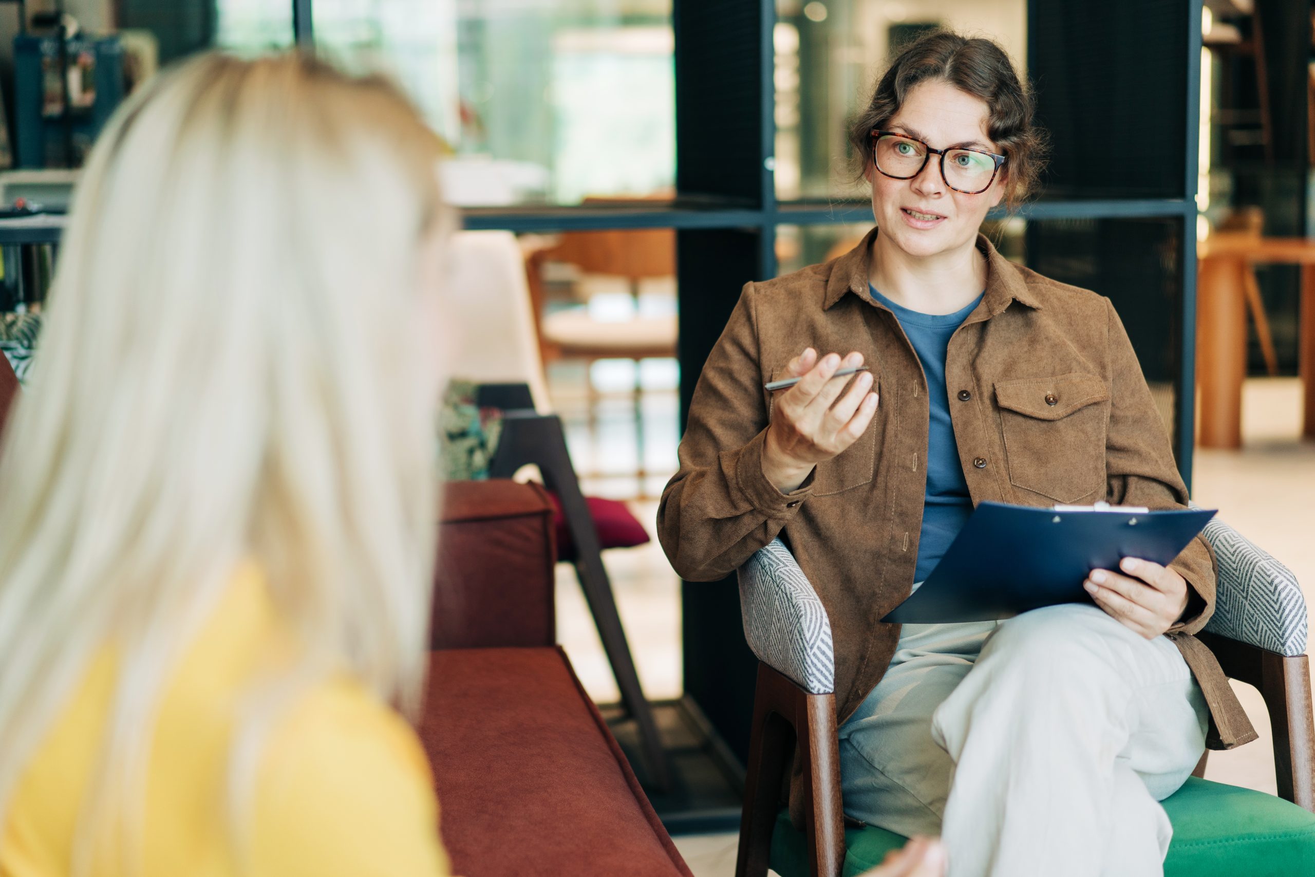 A consultant interviews an end-user of software